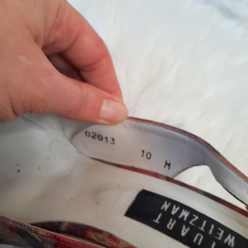 Vintage Stuart Weitzman Floral Sling Back Heels 10 - Picture 5 of 11